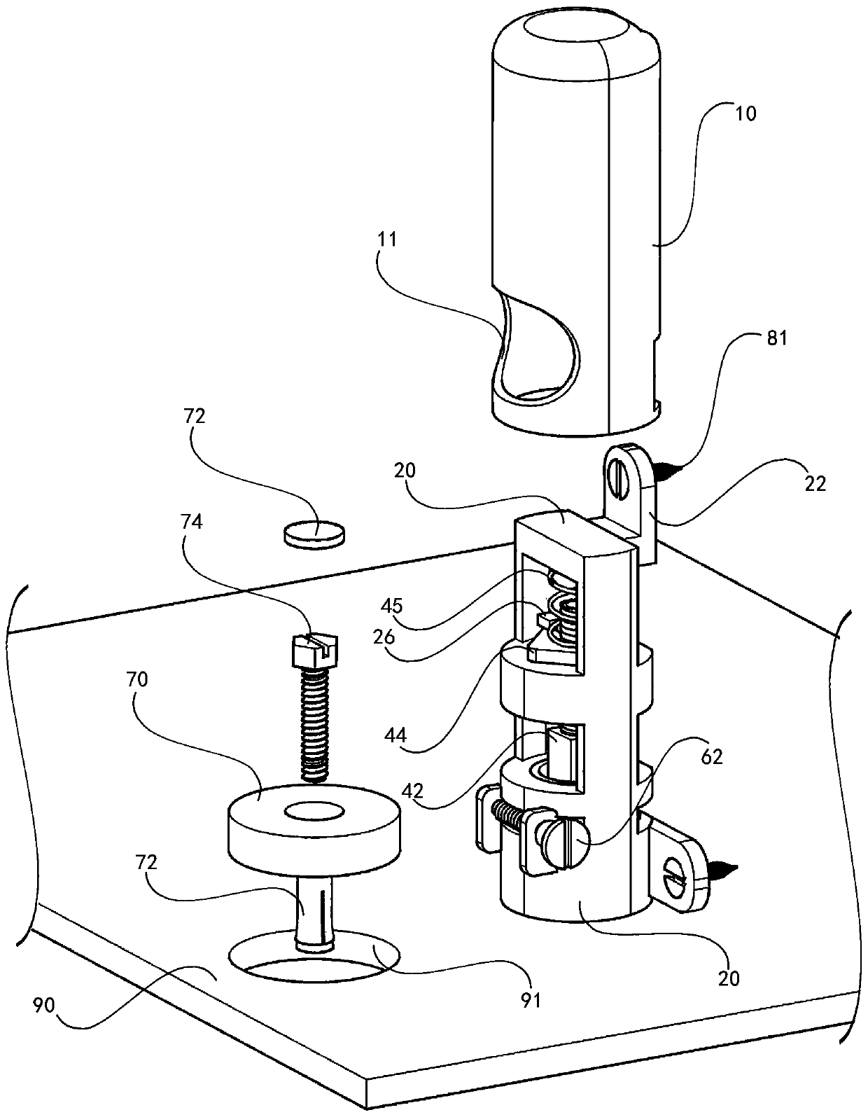 Swing door adjustable positioner and mounting method thereof