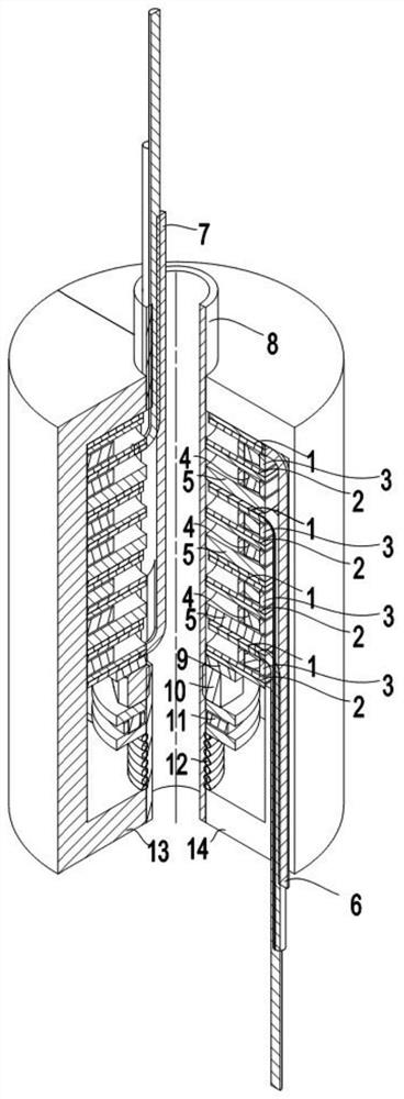 A flexible contact electrode axial surface contact slip ring