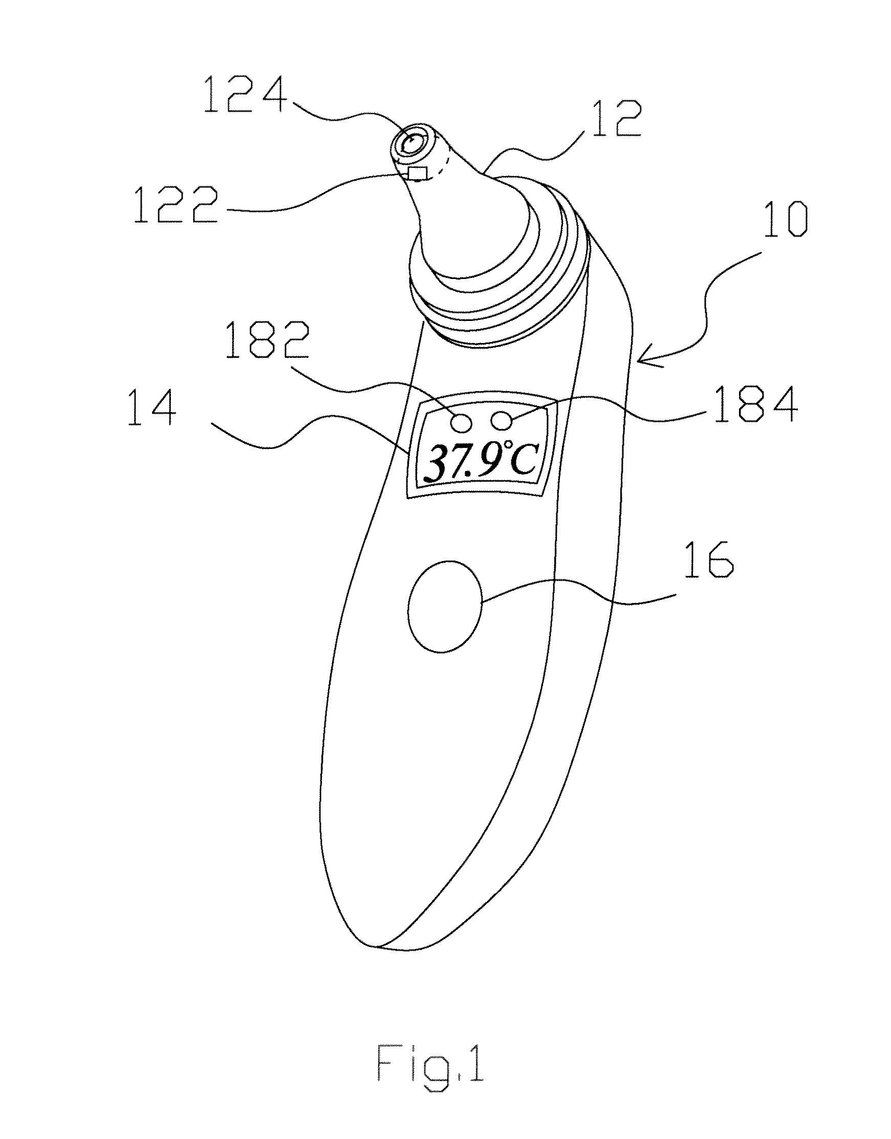 Ear thermometer with ear canal sensing device and measurement method thereof