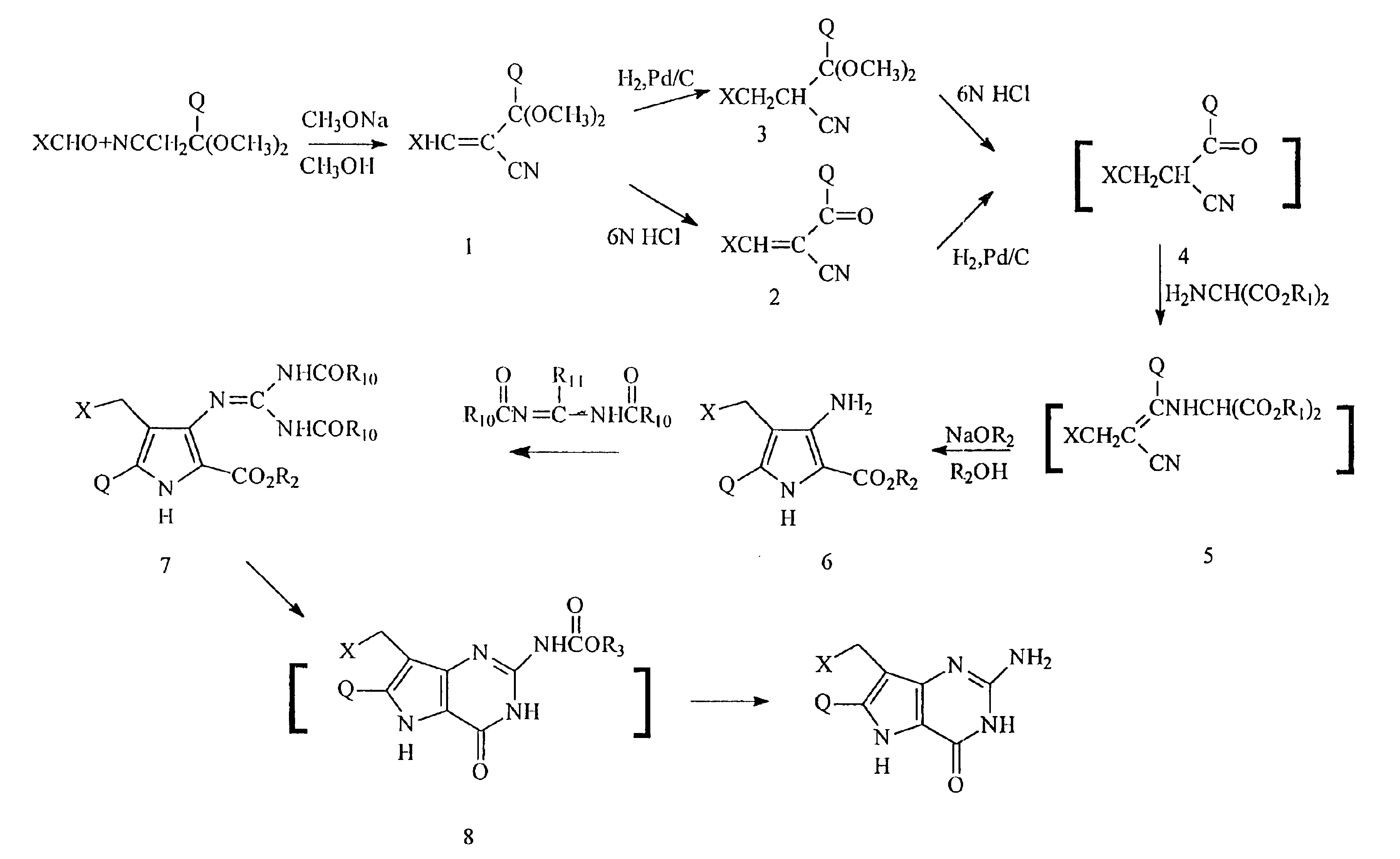 Process for the preparation of 9-deazaguanine derivatives