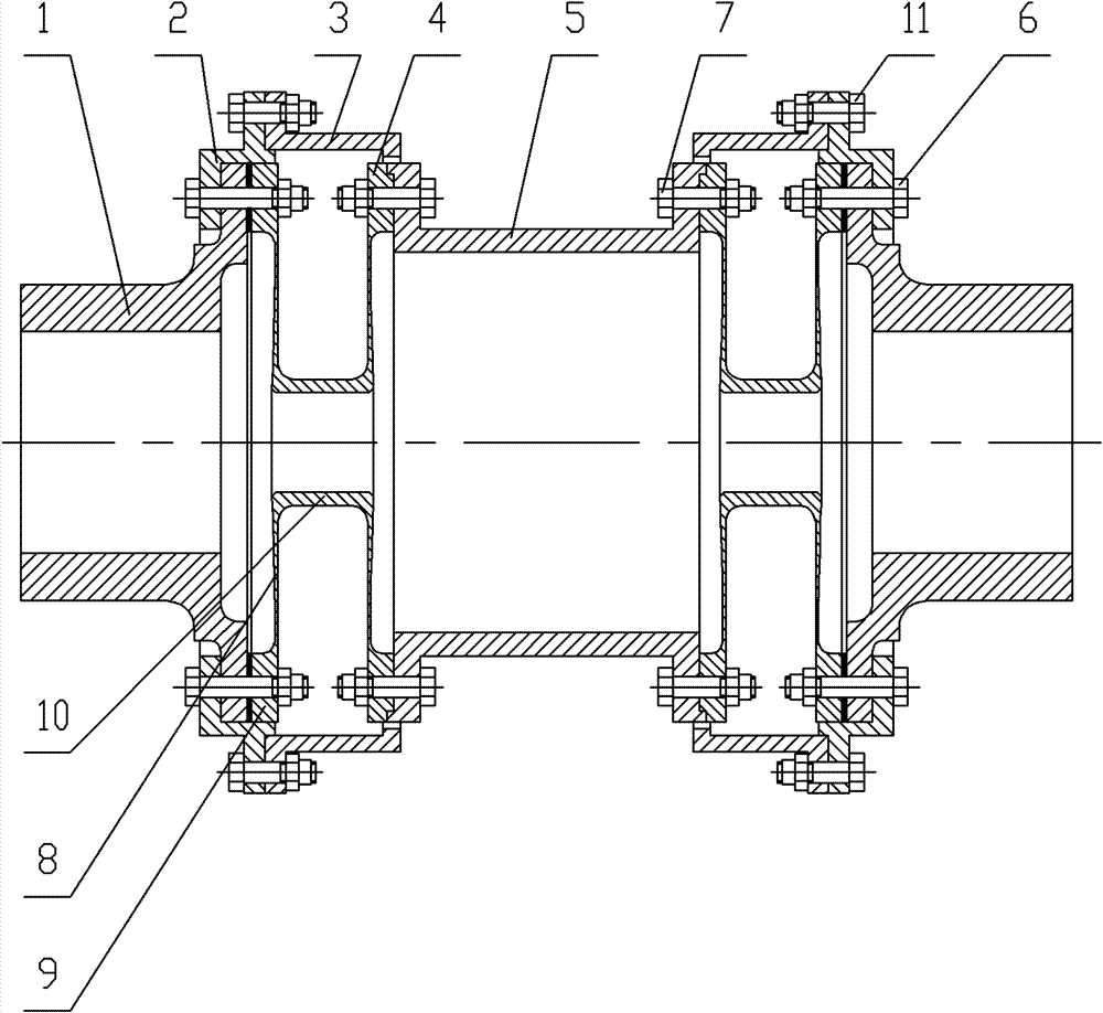 High-elasticity film disk shaft coupling structure