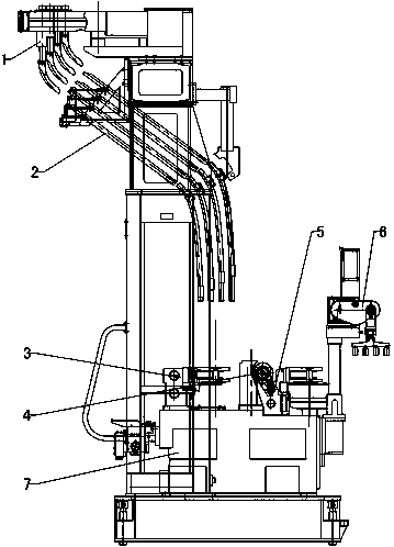 Four-drip multifunctional bottle making machine and small-opening press-and-blow production process implemented by same