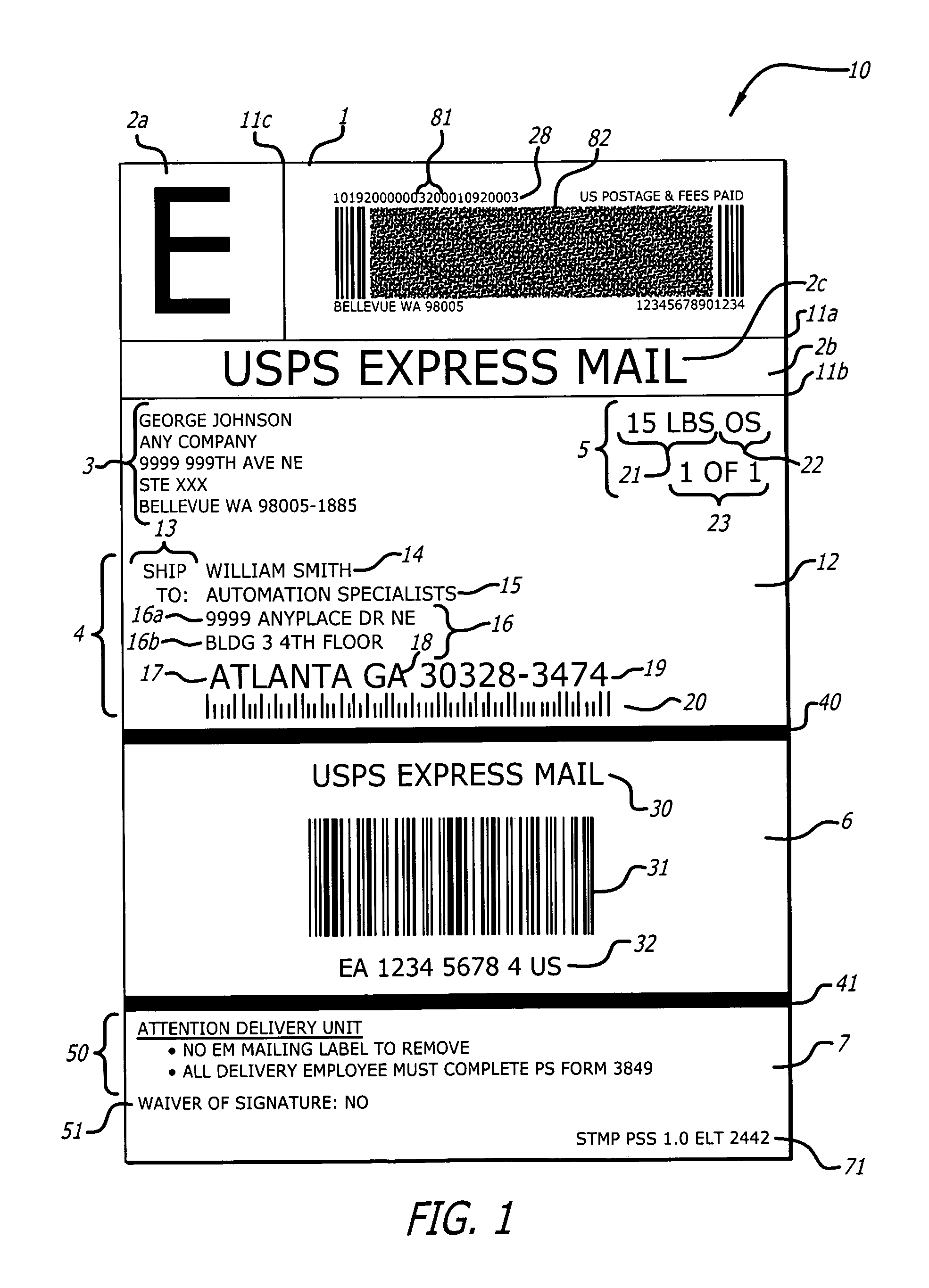 Postal shipping label