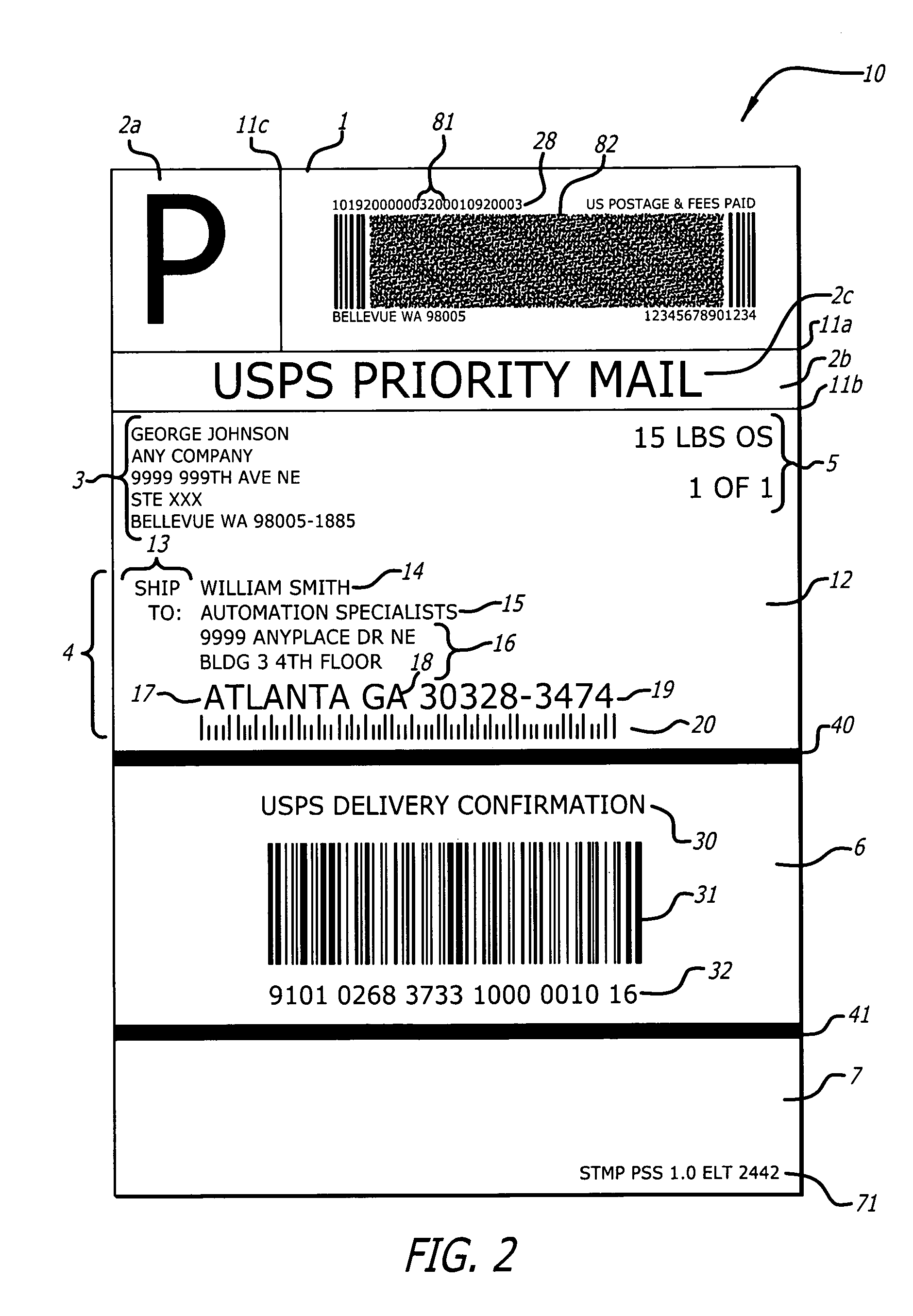 Postal shipping label