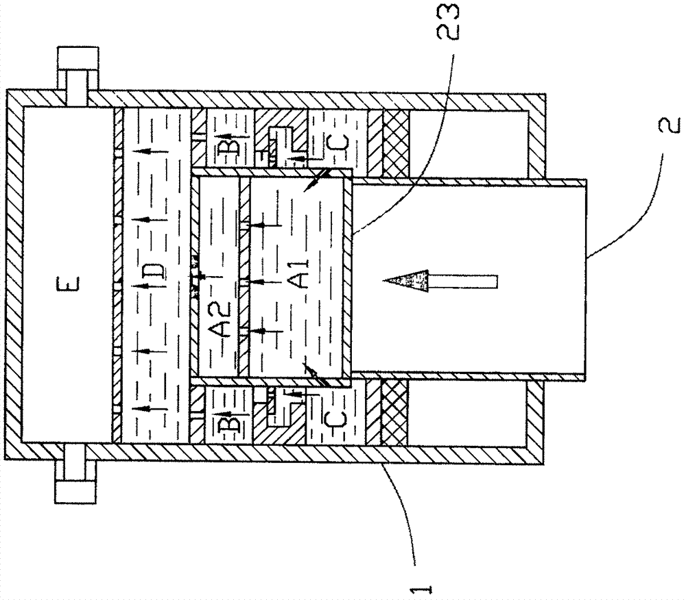 Liquid-gas coexistence type buffering device and buffering device array