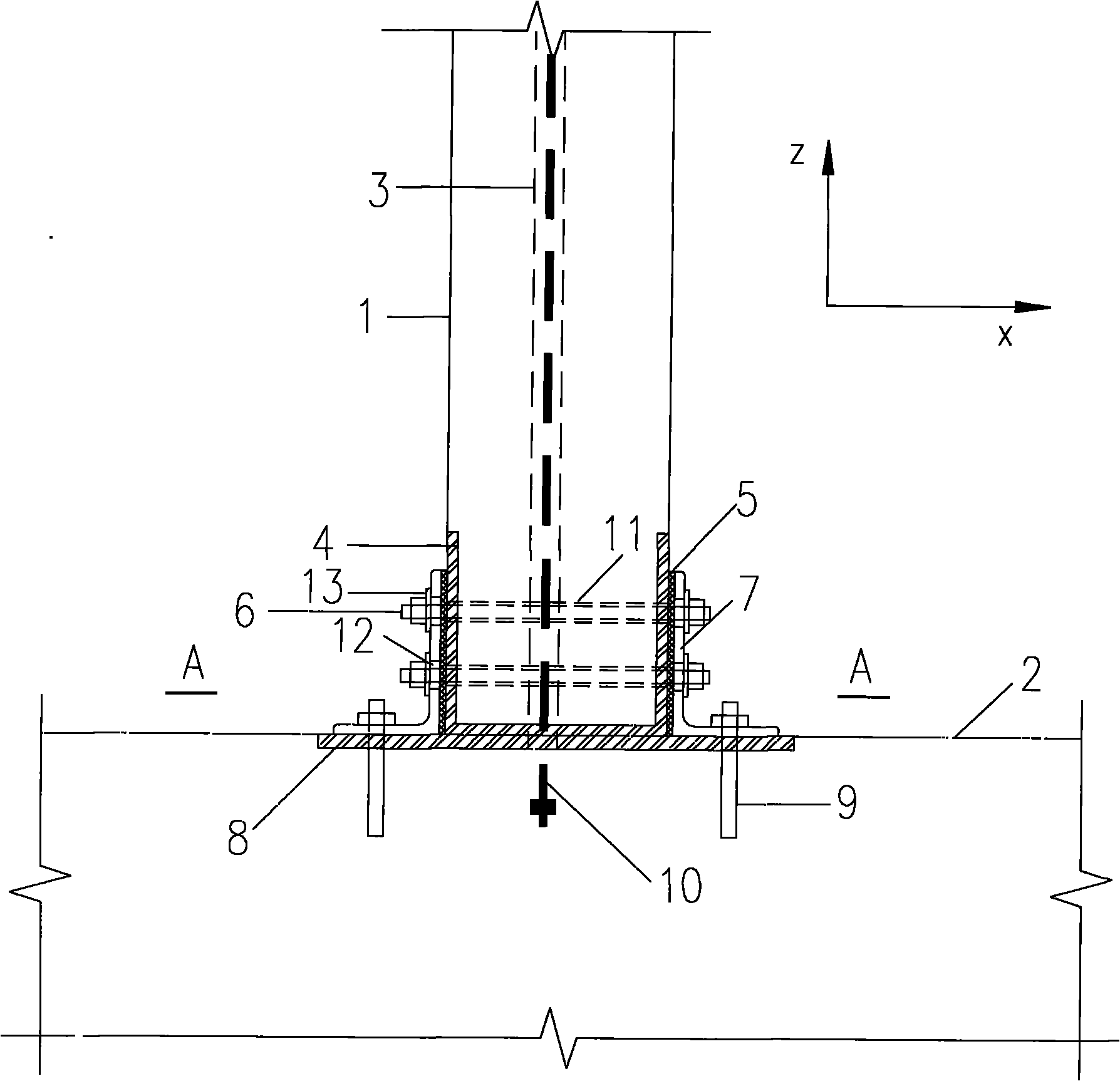 Friction energy consumption type node connection device for self-centering pier column structure