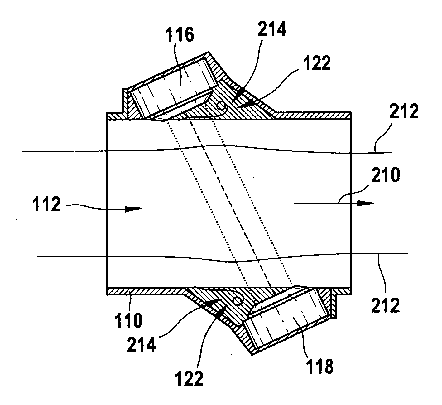 Ultrasonic flow meter including guide elements