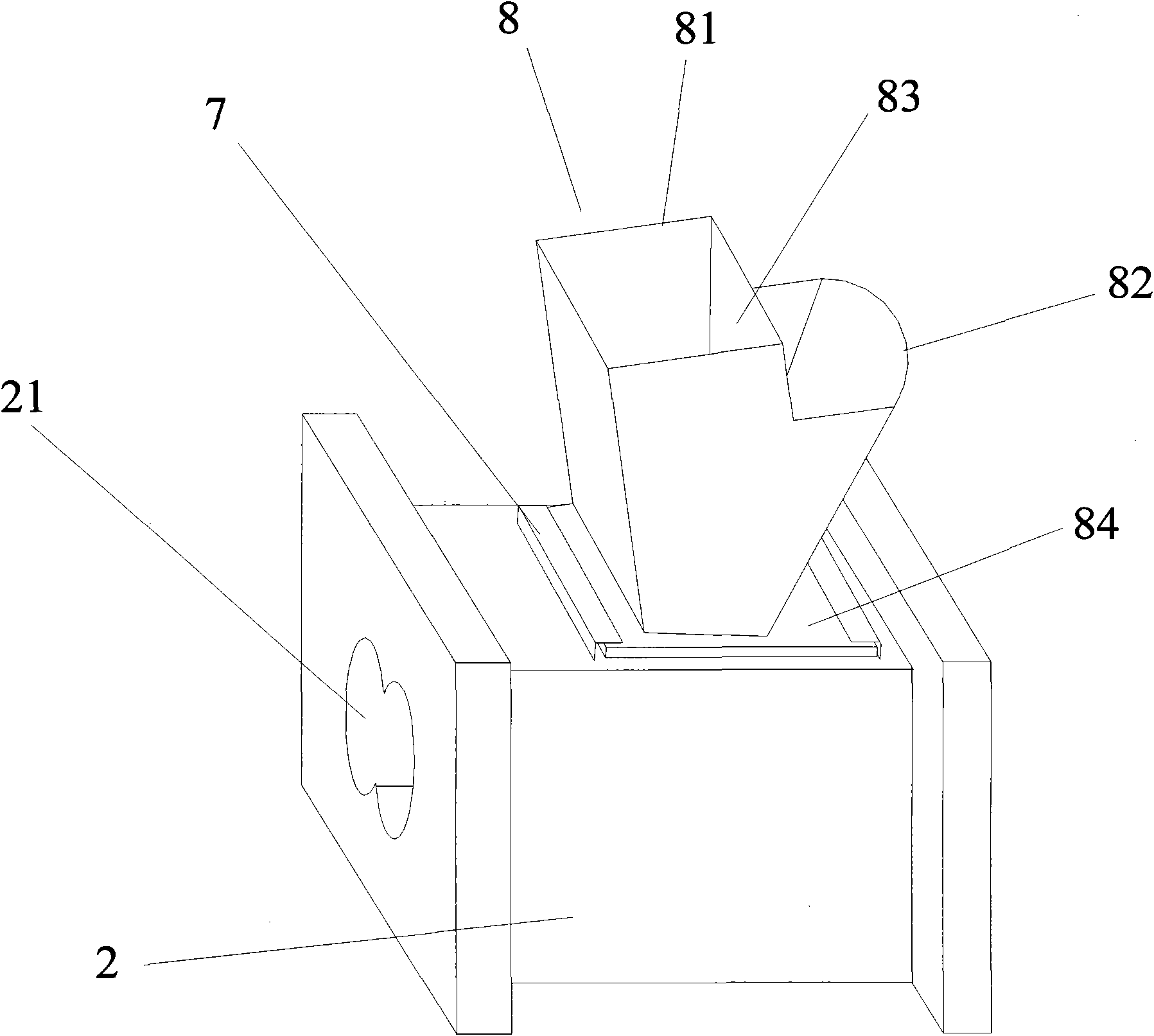 Blanking device for exhausting and feeding