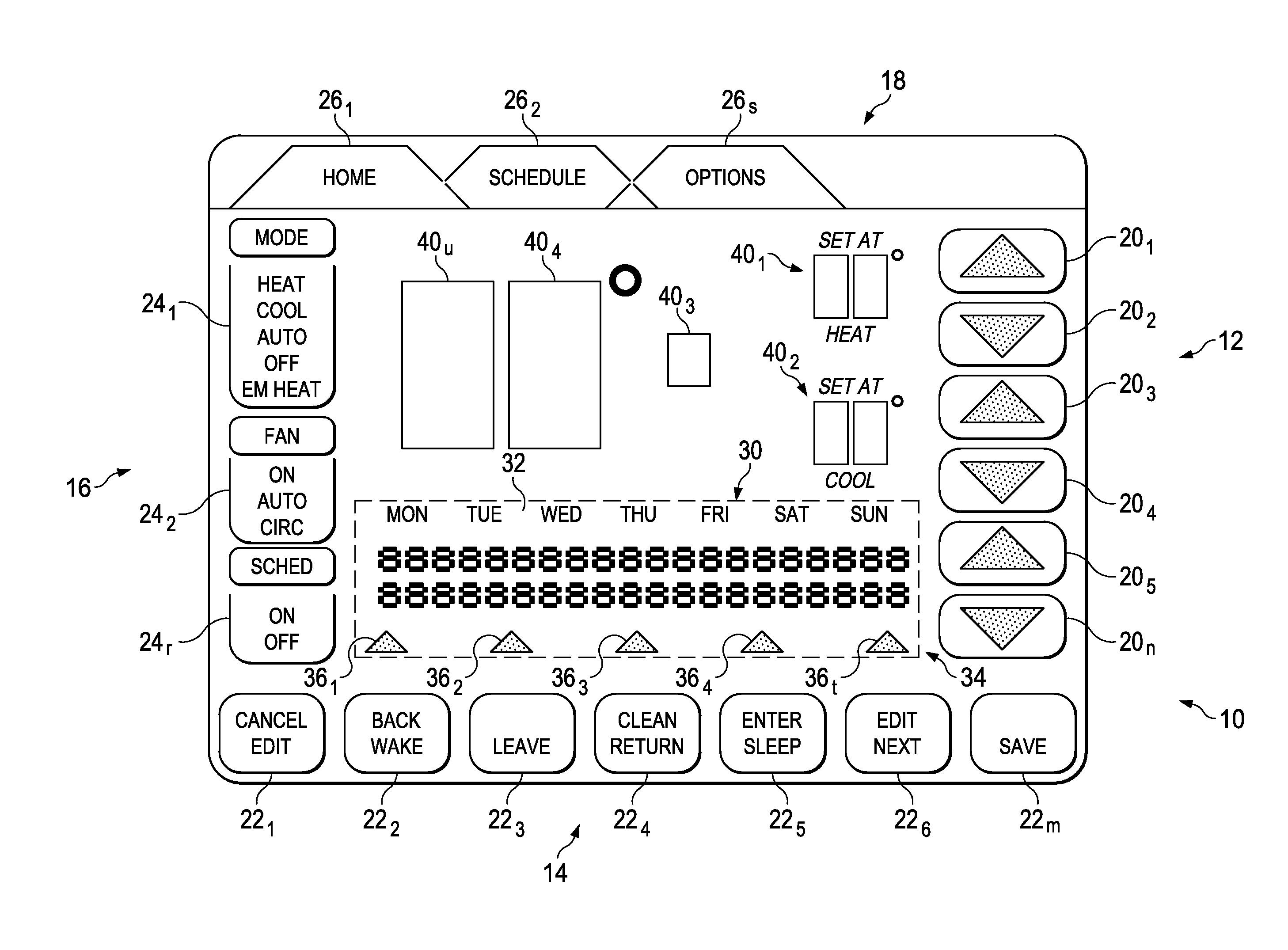 Display apparatus and method having multiple day programming capability for an environmental control system