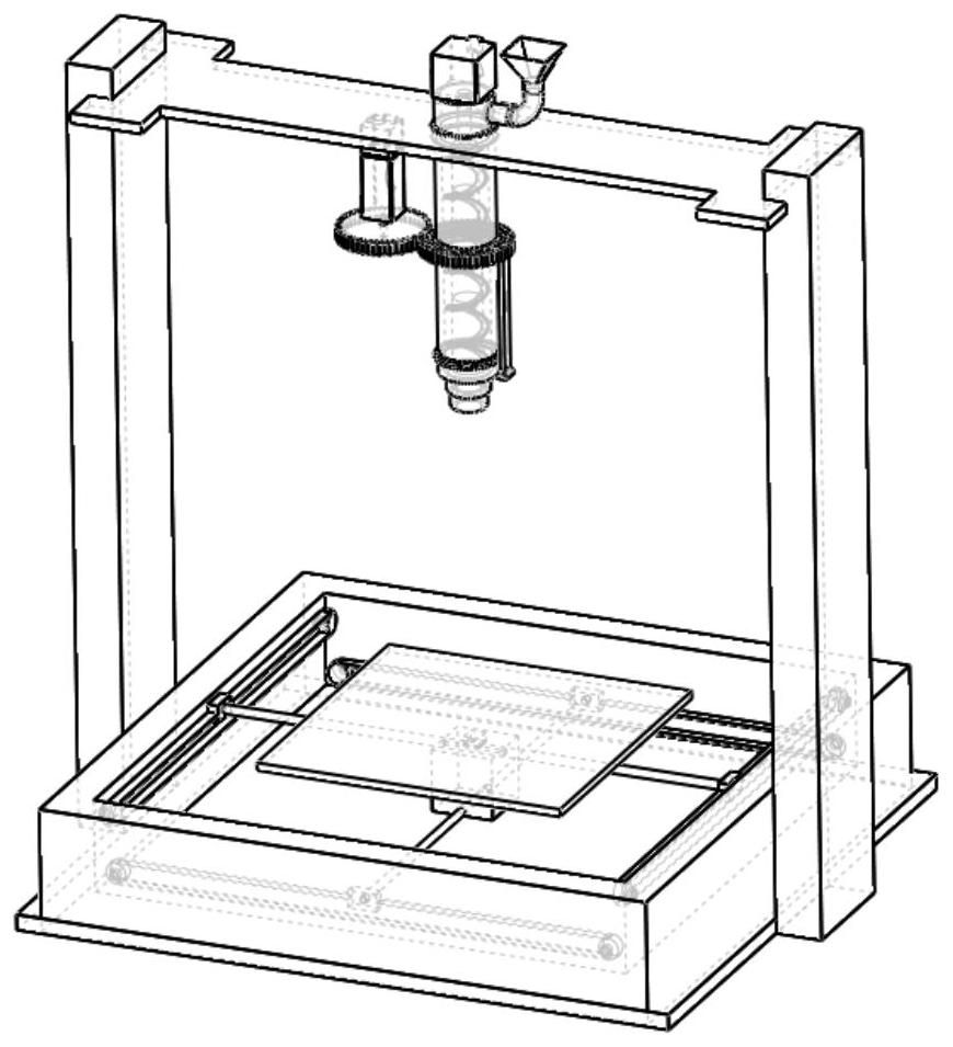 Large 3D printing device based on granule screw extruder and working method of large 3D printing device