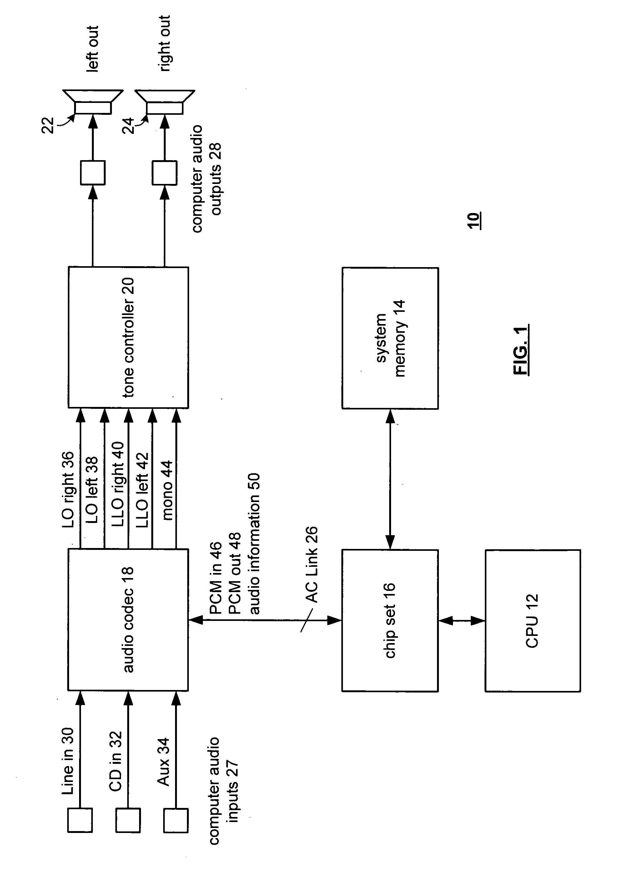 Audio system for a computer