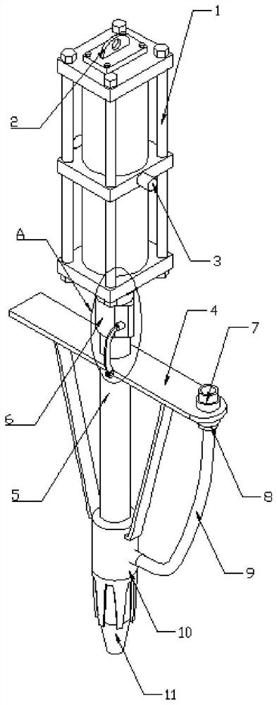 Crust breaking device of electrolytic aluminum tank