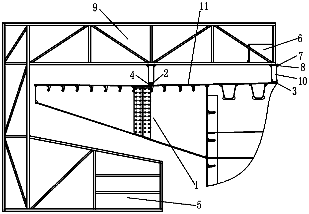 Steel box girder construction platform and using method