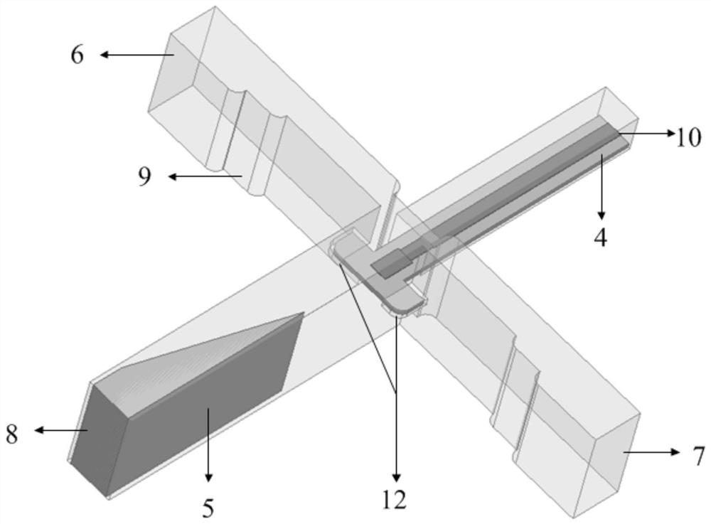 Microstrip to branch waveguide high isolation 3db power divider