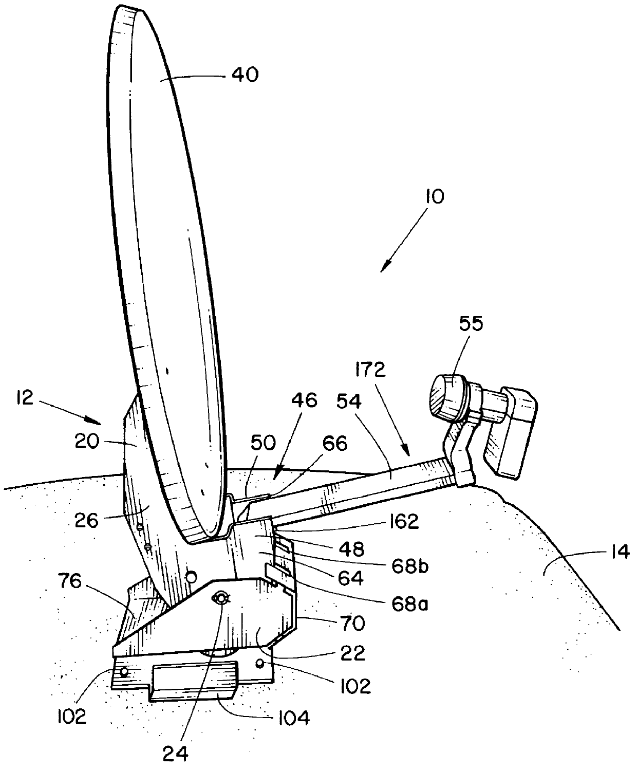 RV mounting for a satellite dish