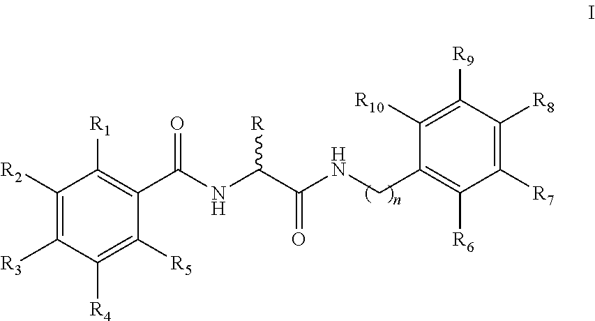 Benzylamino-oxoethyl benzamide analogs and methods of use