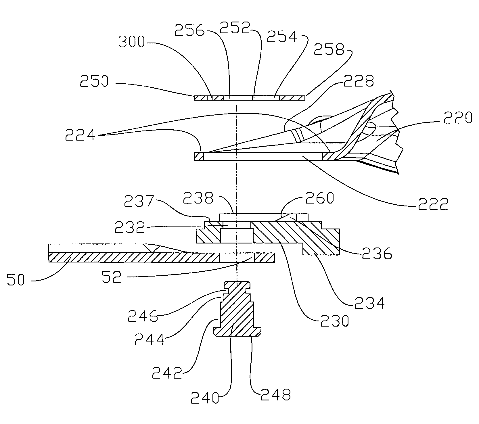 Pivotal knife mounting arrangement