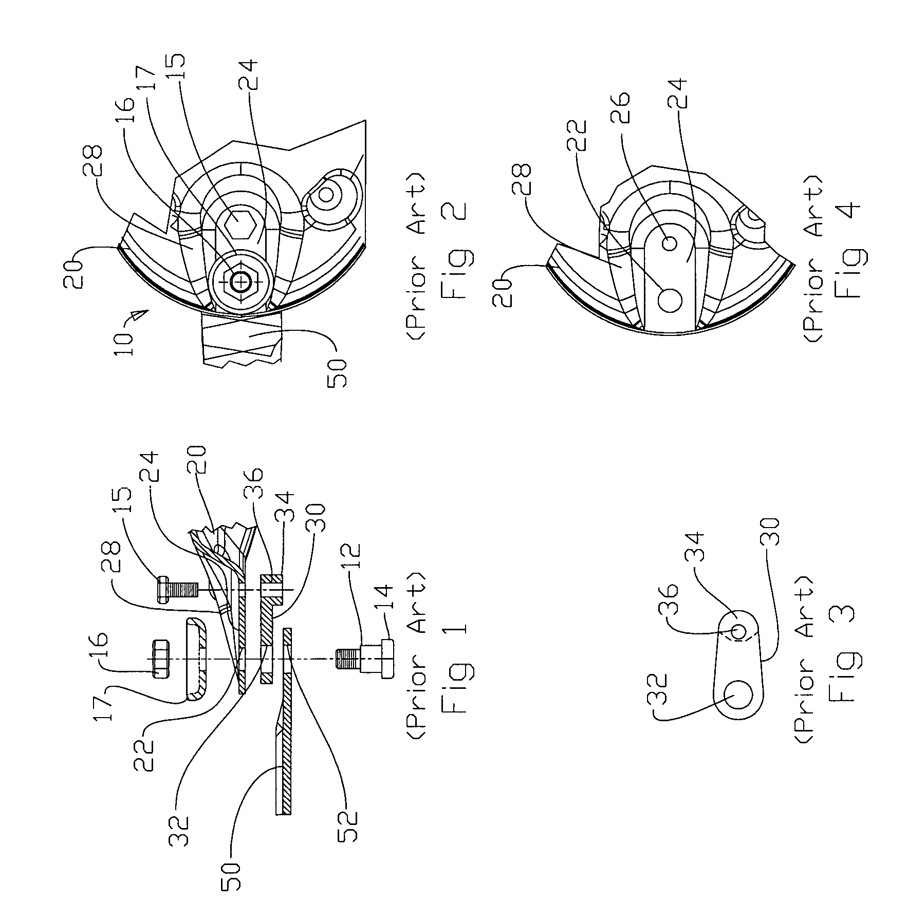 Pivotal knife mounting arrangement