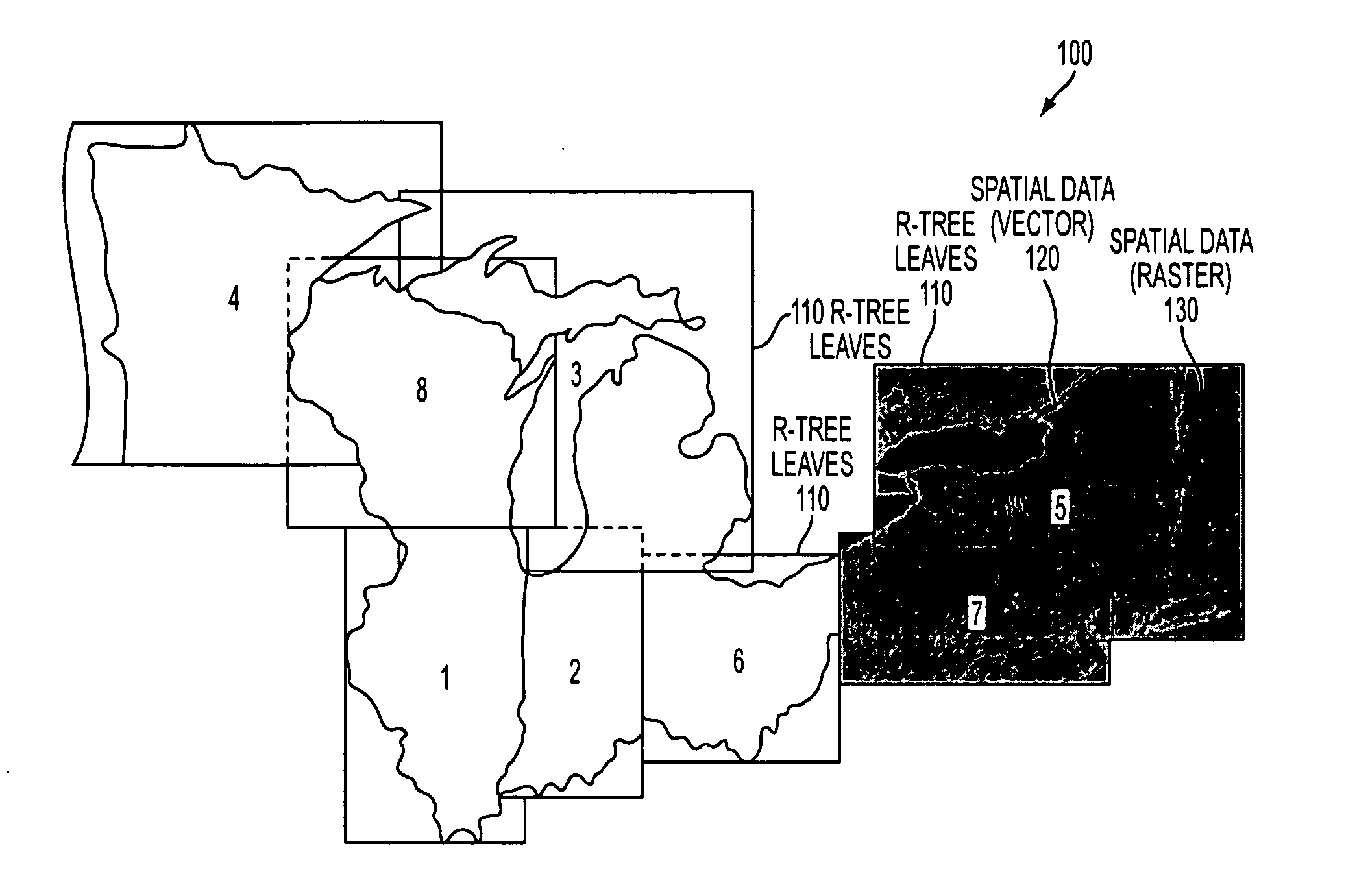 Method and apparatus for indexing, storing and retrieving raster (GRID) data in a combined raster vector system