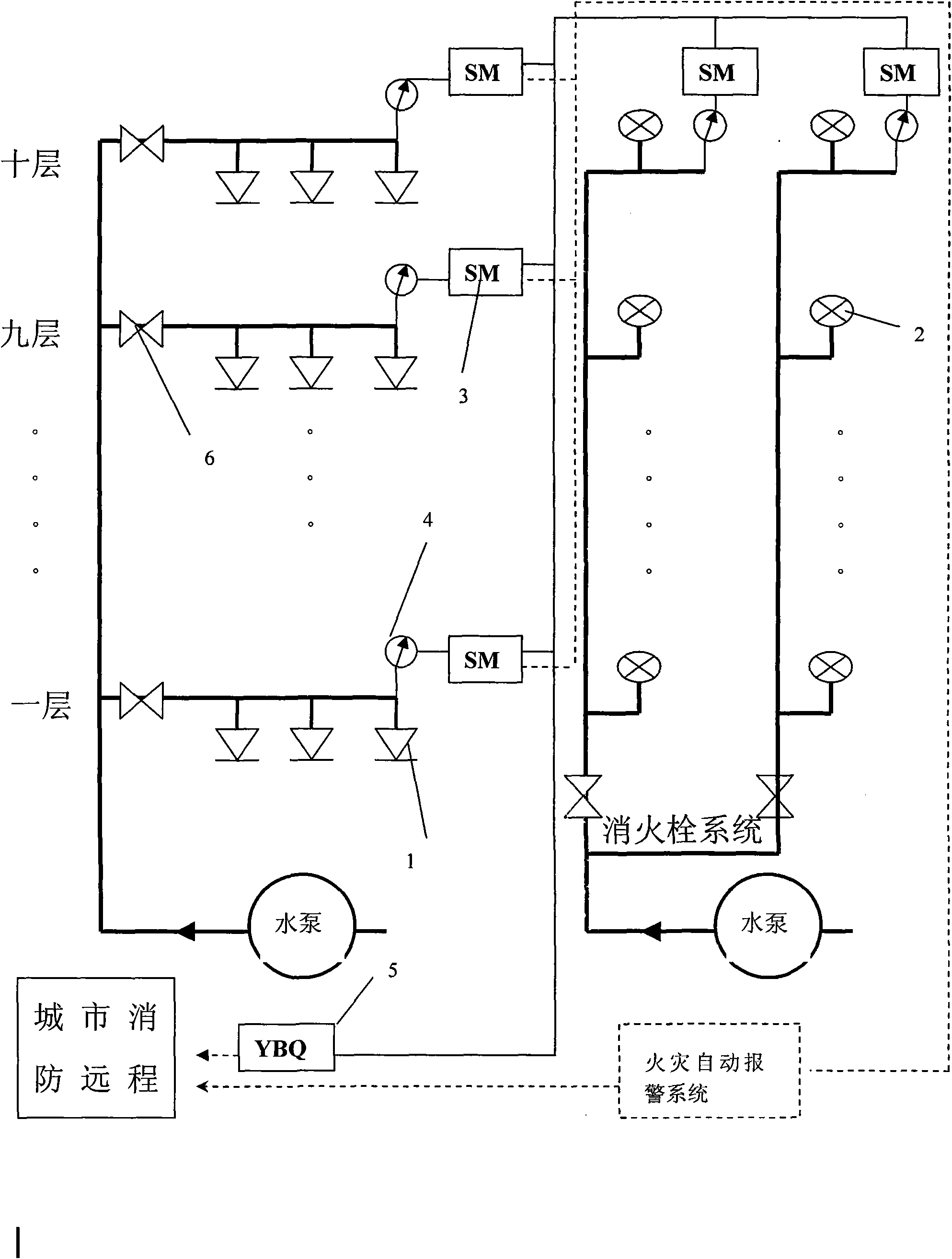 Detection alarm device for fire fighting hydraulic pressure