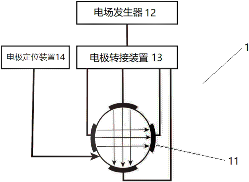 Electrode physiotherapeutic device and electrode positioning method