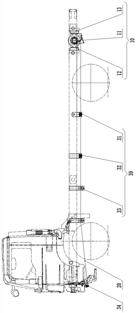 Vehicle rear winch device and fire fighting truck