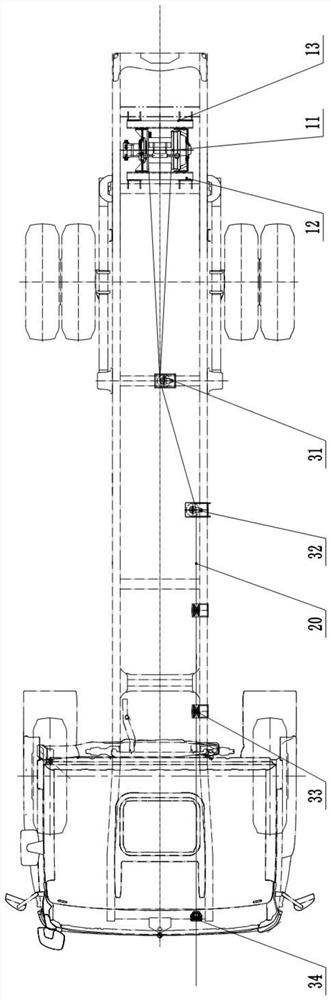 Vehicle rear winch device and fire fighting truck