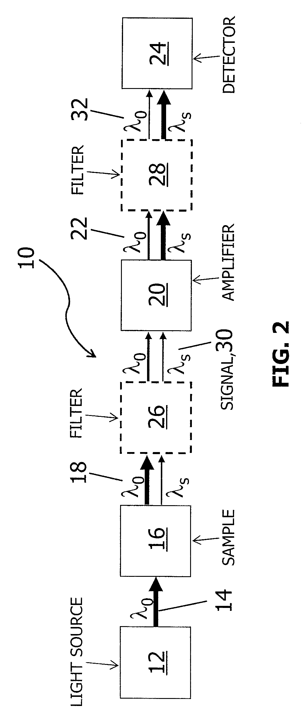 Raman spectrometer having wavelength-selective optical amplification