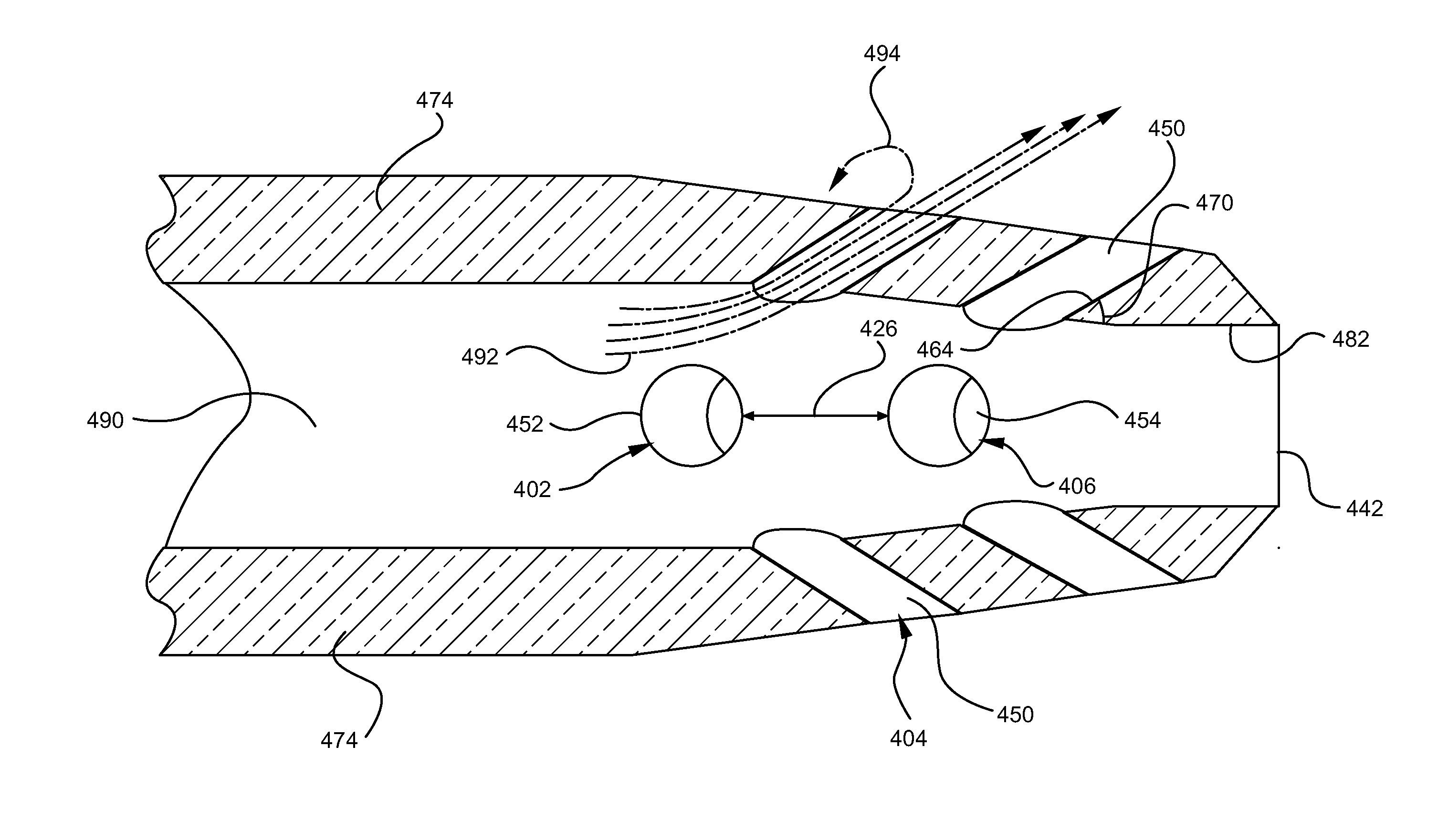 Catheter hole having an inclined trailing edge