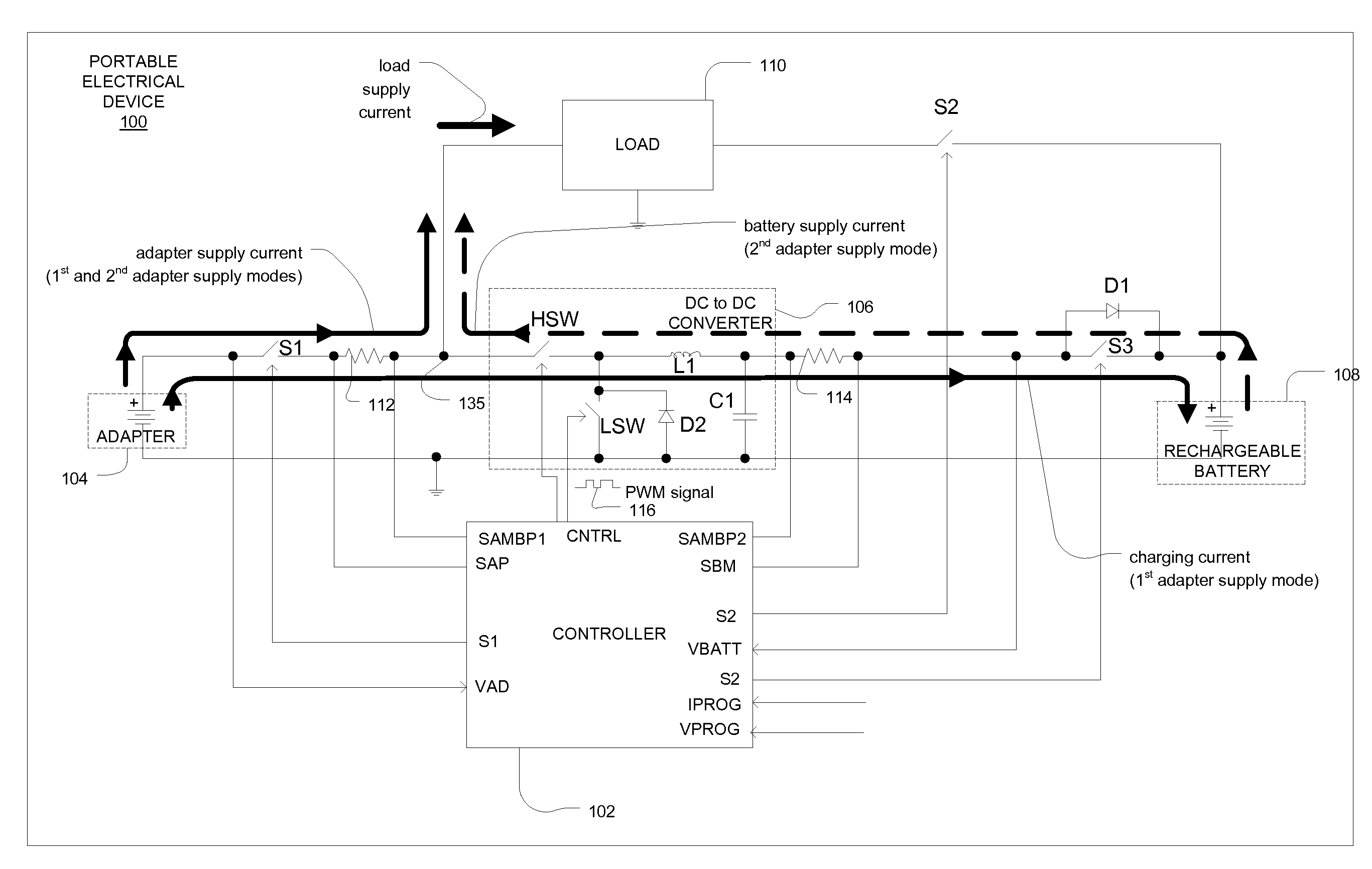 Parallel powering of portable electrical devices