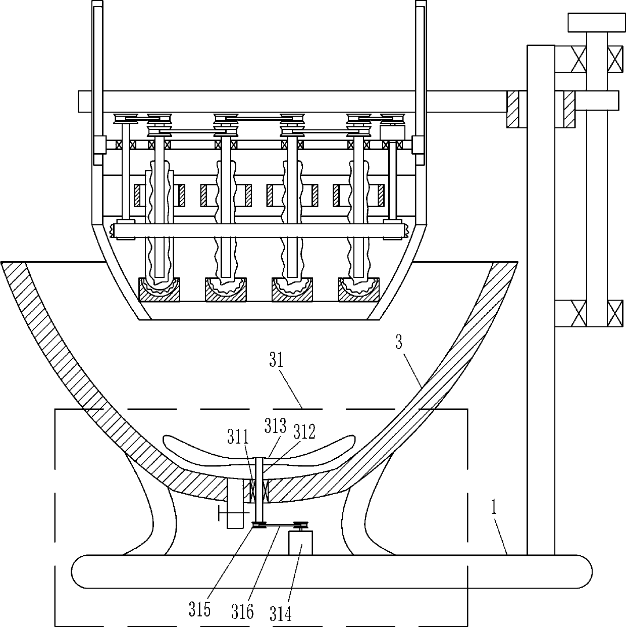 Multiple test tubes cleaning device for chemical teaching experiment