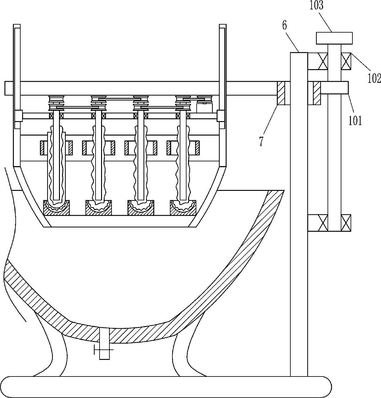 Multiple test tubes cleaning device for chemical teaching experiment