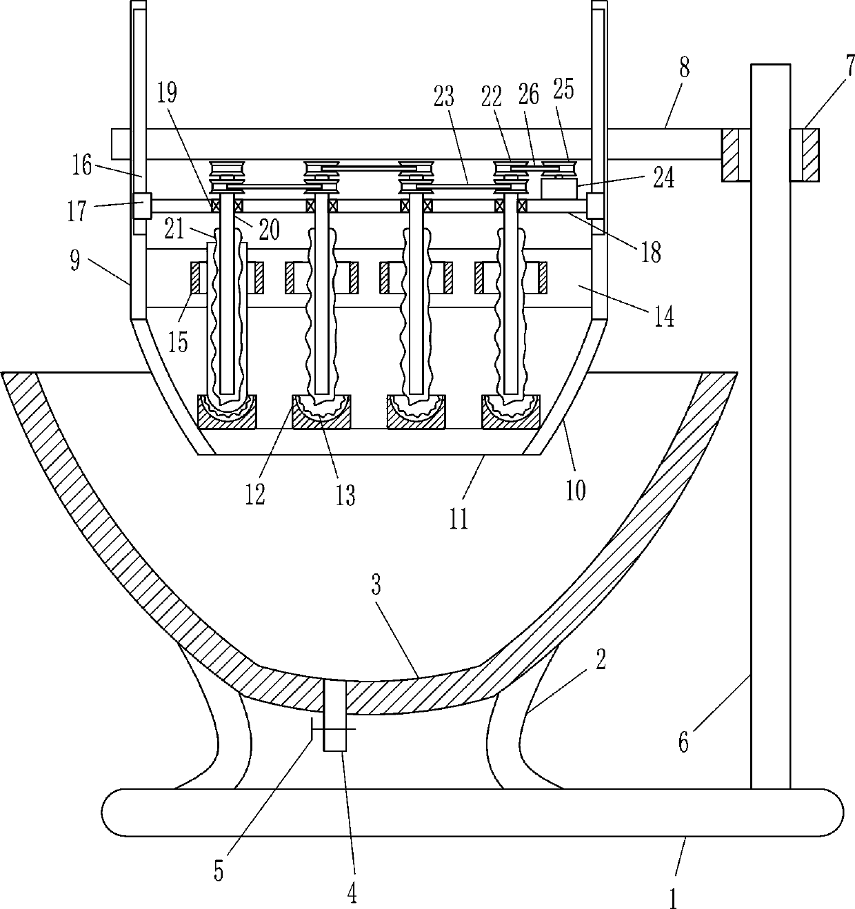 Multiple test tubes cleaning device for chemical teaching experiment