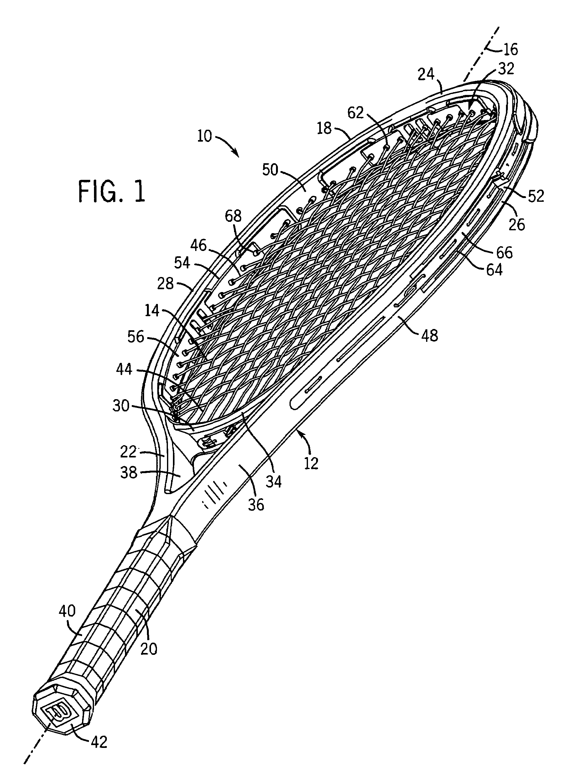 Racquet having cantilevered hoop portions