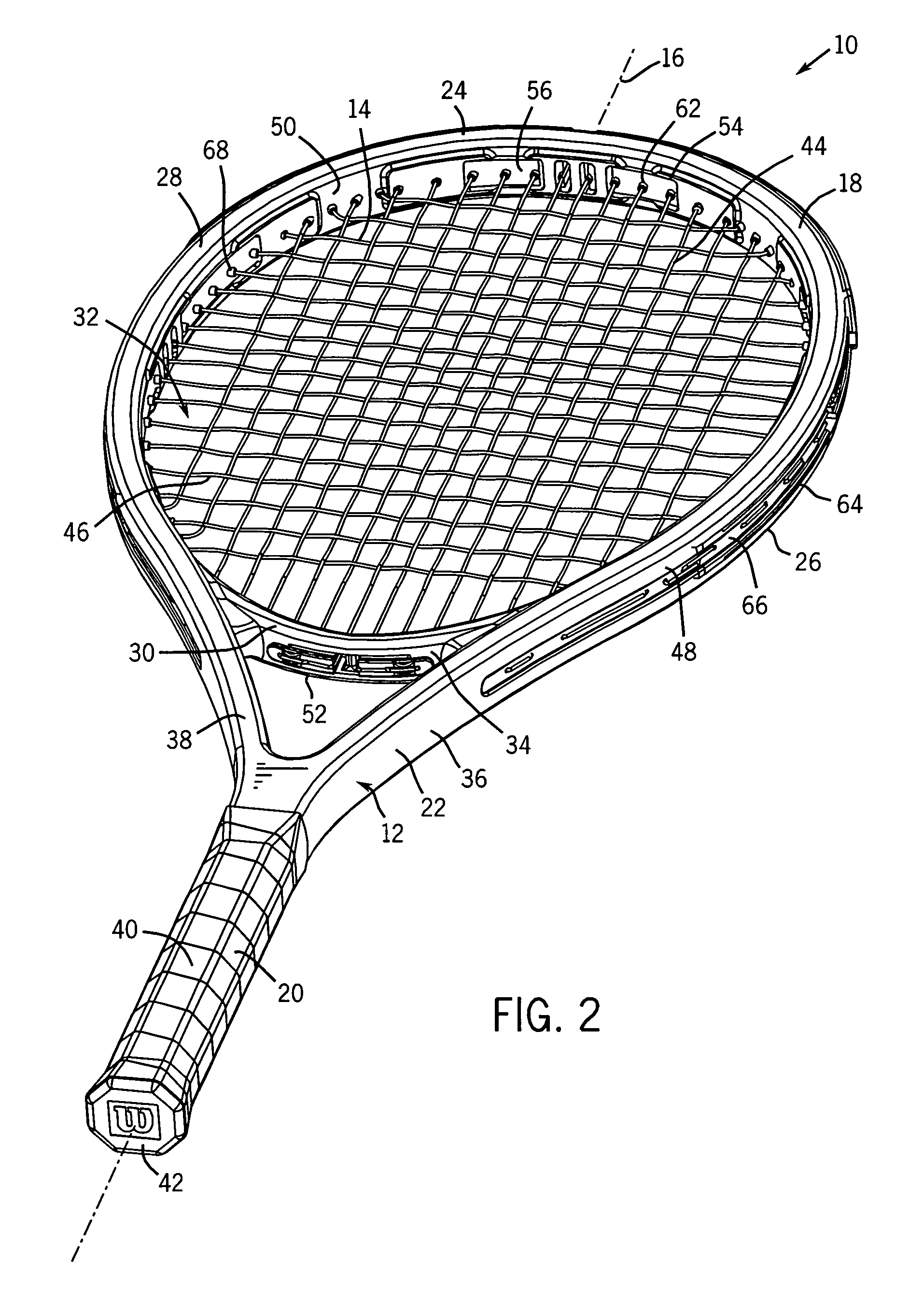 Racquet having cantilevered hoop portions