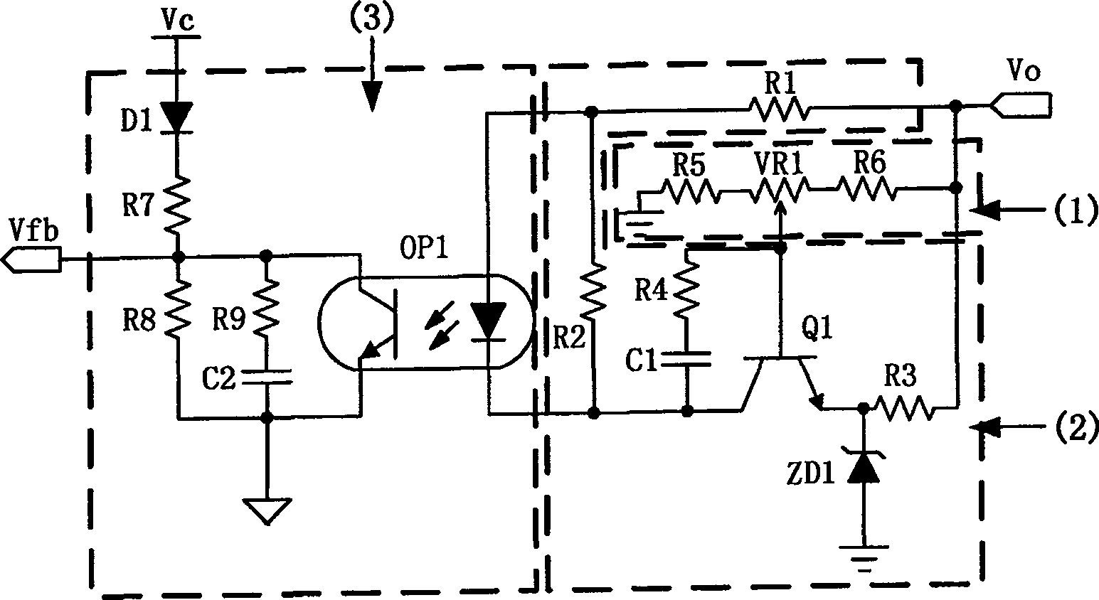 Sample-taking feedback circuit of switch electric power output electric voltage