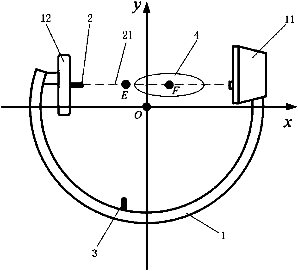 Positioning device for assisting C-arm in fluoroscopy, C-arm X-ray machine and positioning method