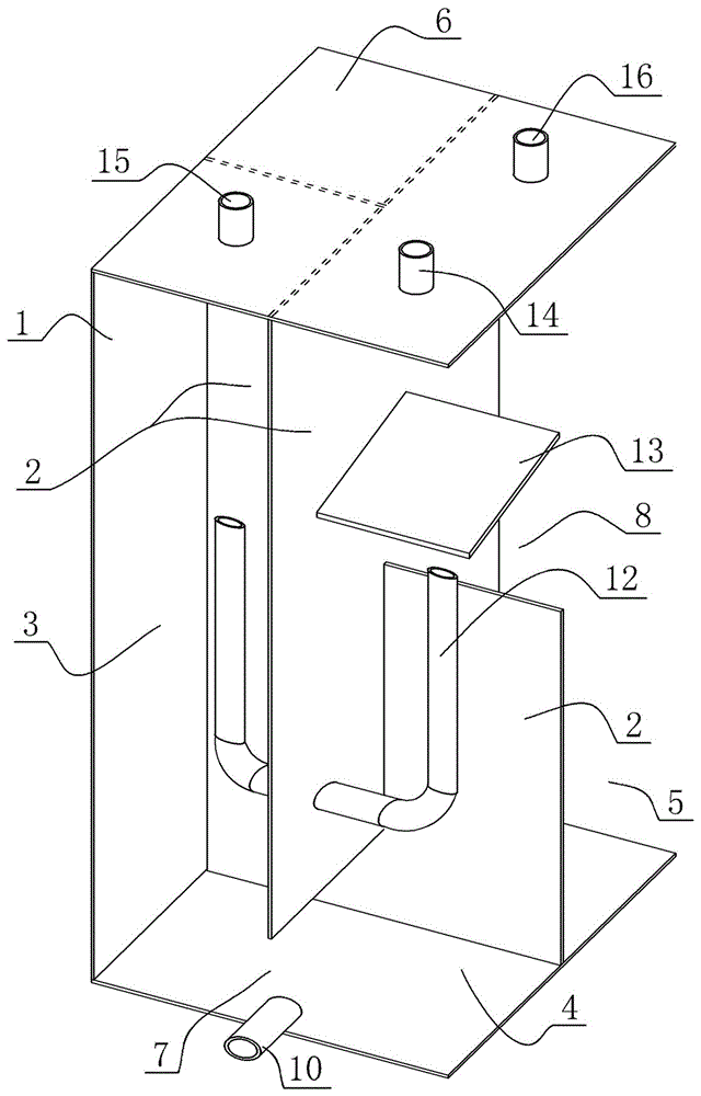 Gas-propelled self-stirring combined purification tank