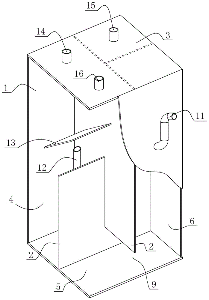 Gas-propelled self-stirring combined purification tank