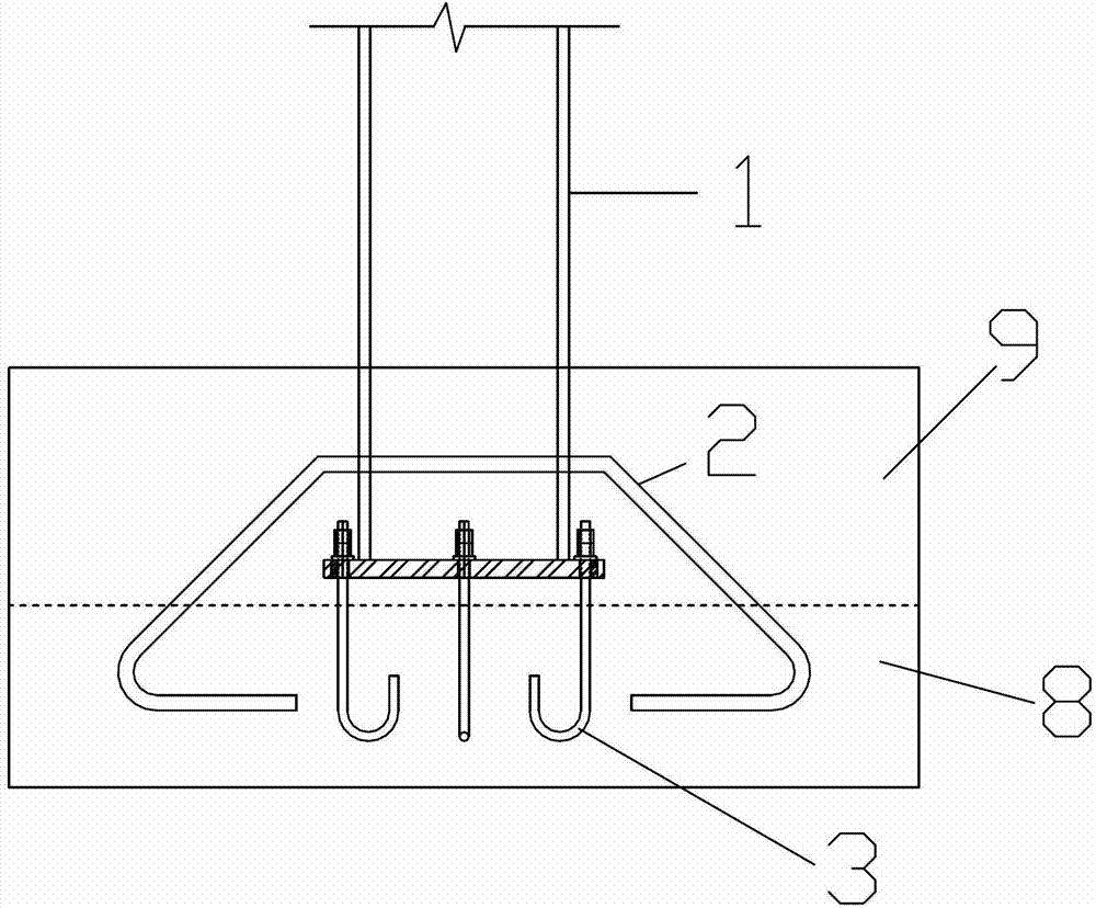 Shallow buried steel column base and construction method thereof