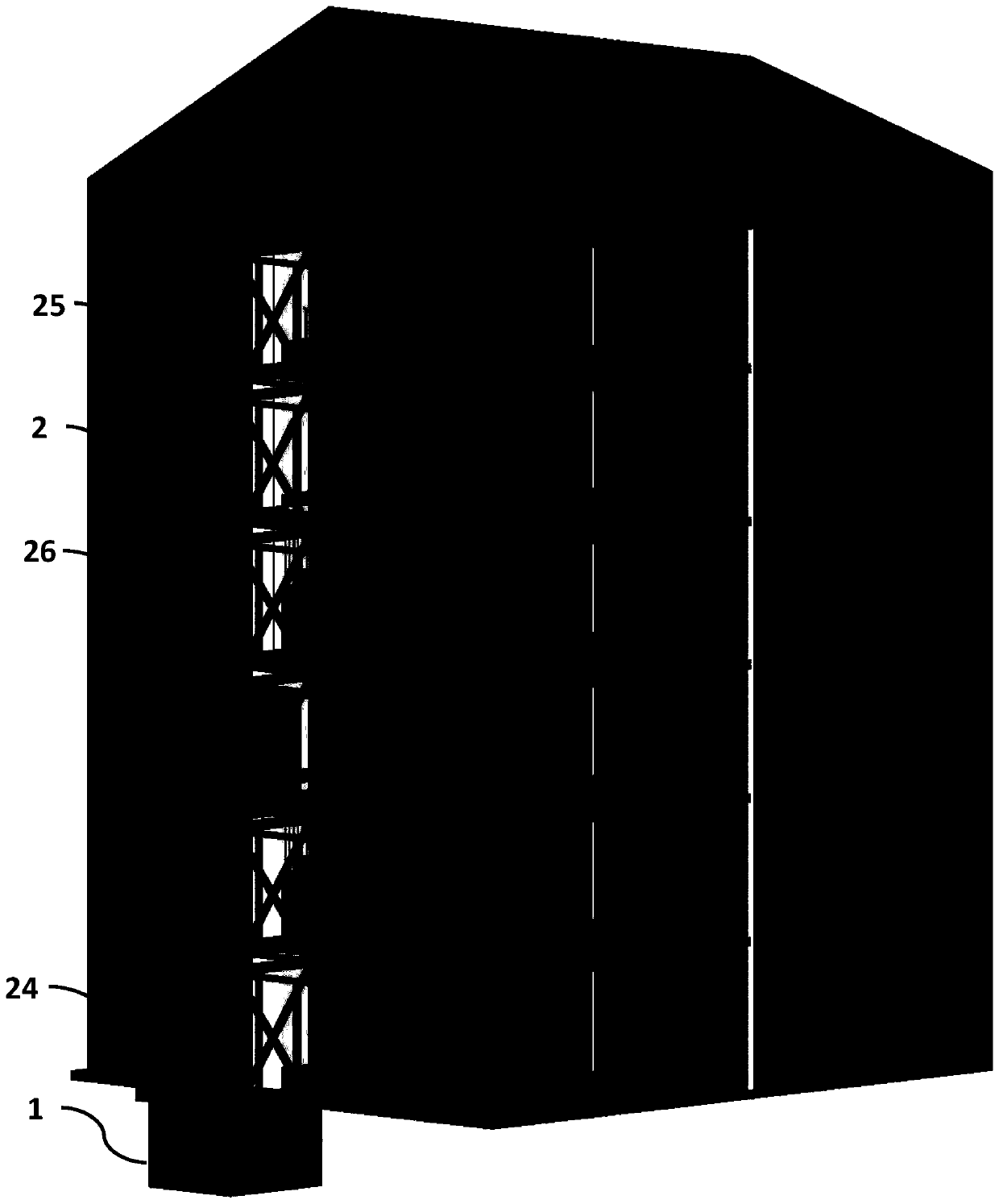 Fully-assembled well of existing building loading elevator and mounting method thereof