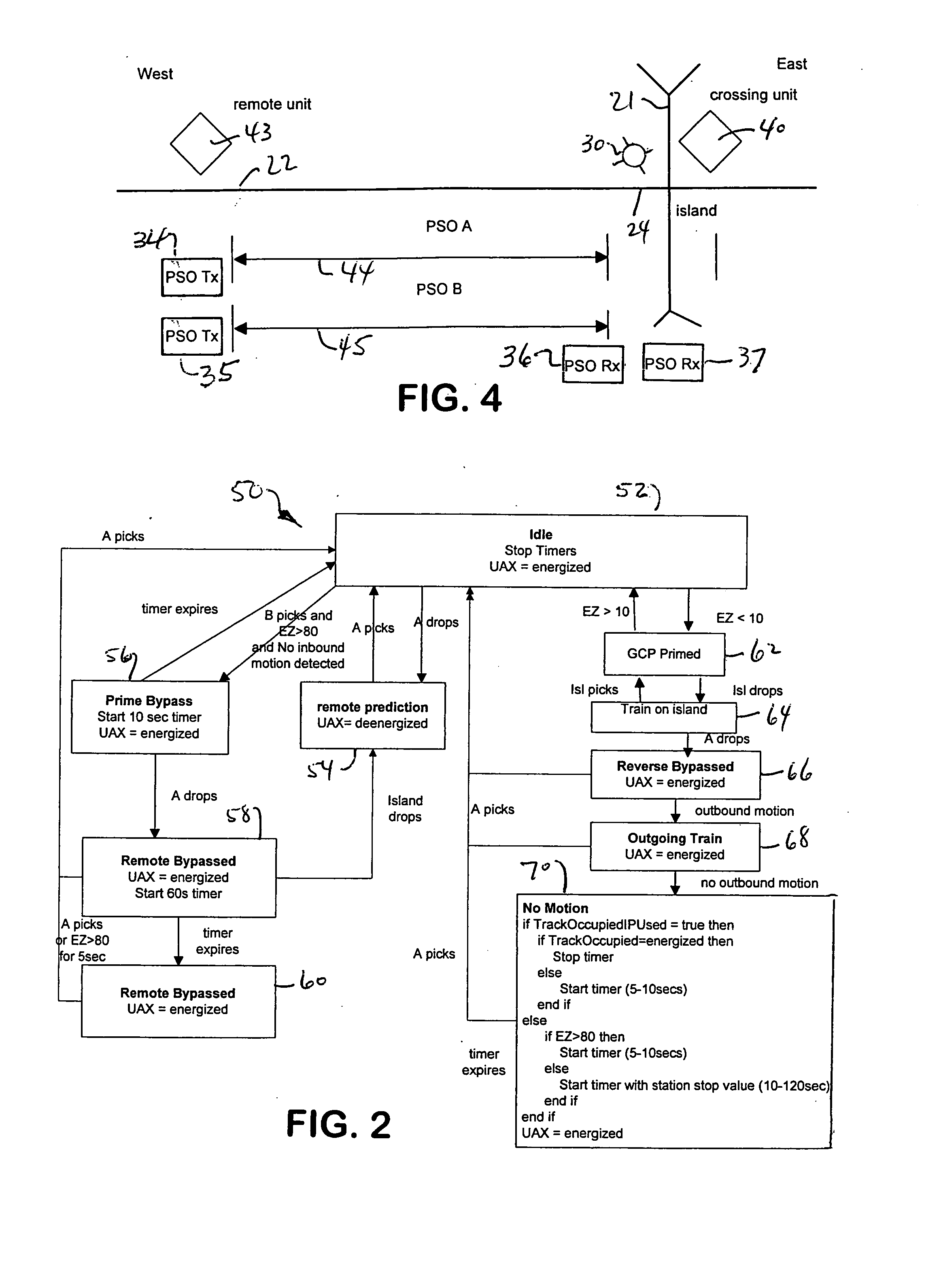 Apparatus, methods and communication systems for providing relatively constant warning time at highway-rail grade crossings with rail-based communications