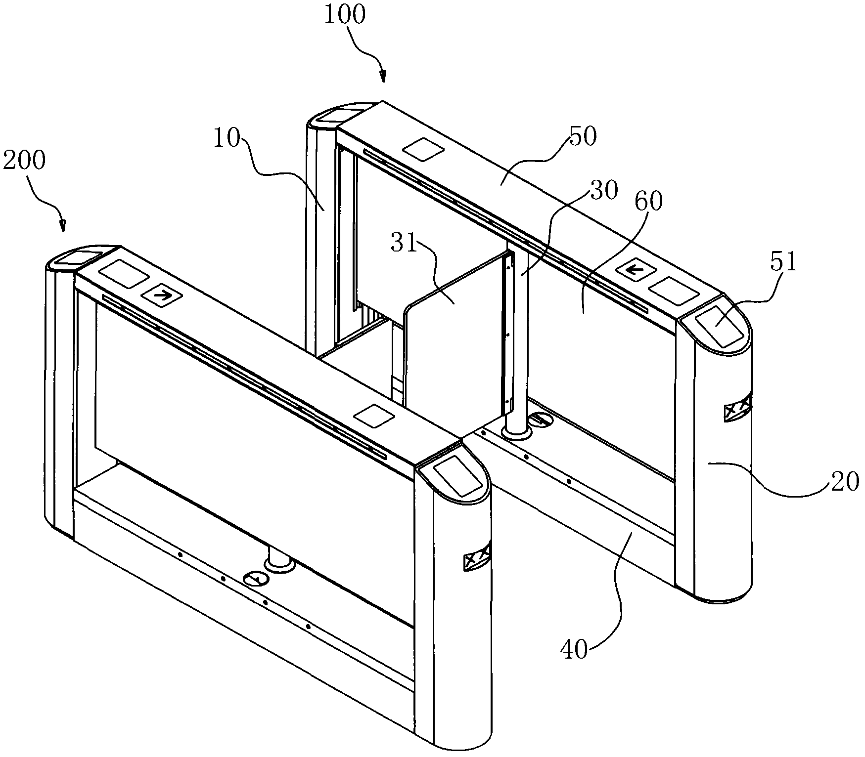 Direct-driving oscillating gate passage