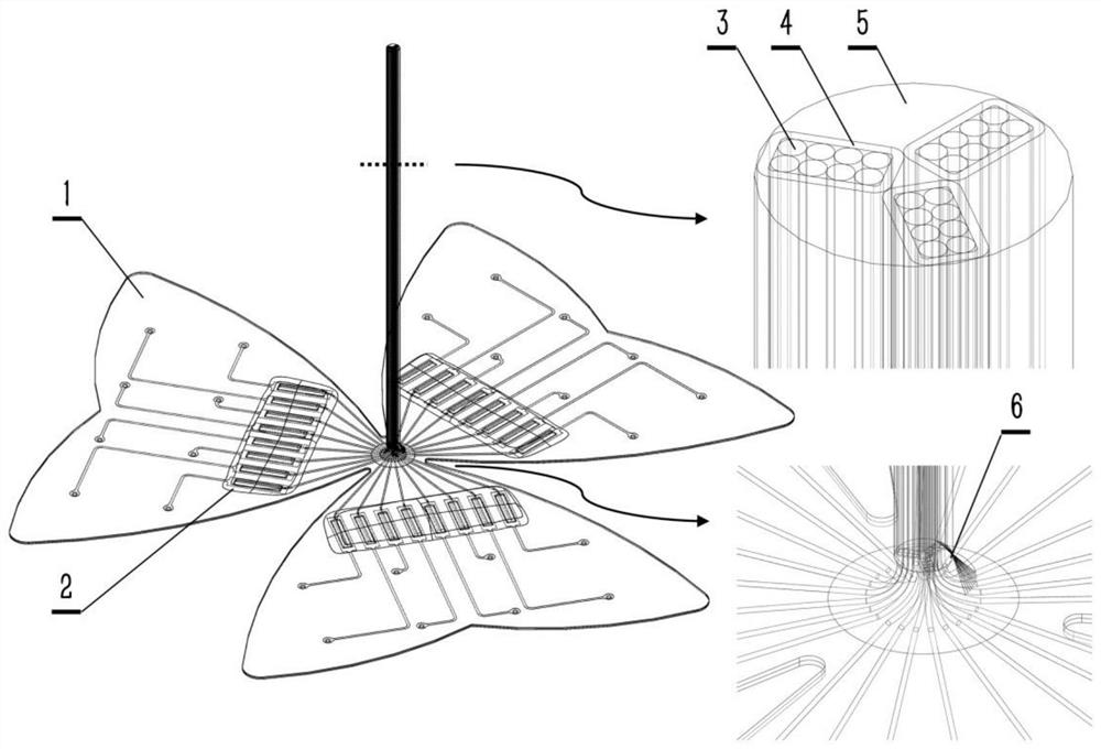 Flexible nerve microelectrode based on oxalis corniculata bionic structure and preparation method