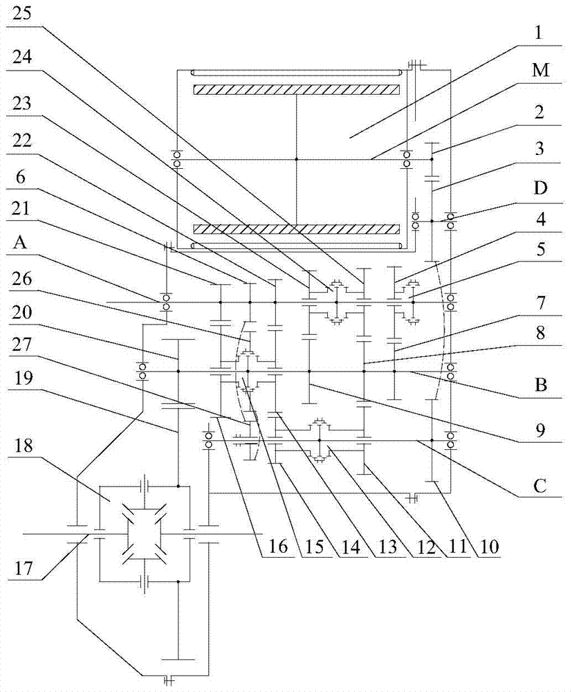 A fixed shaft hybrid transmission with integrated drive motor