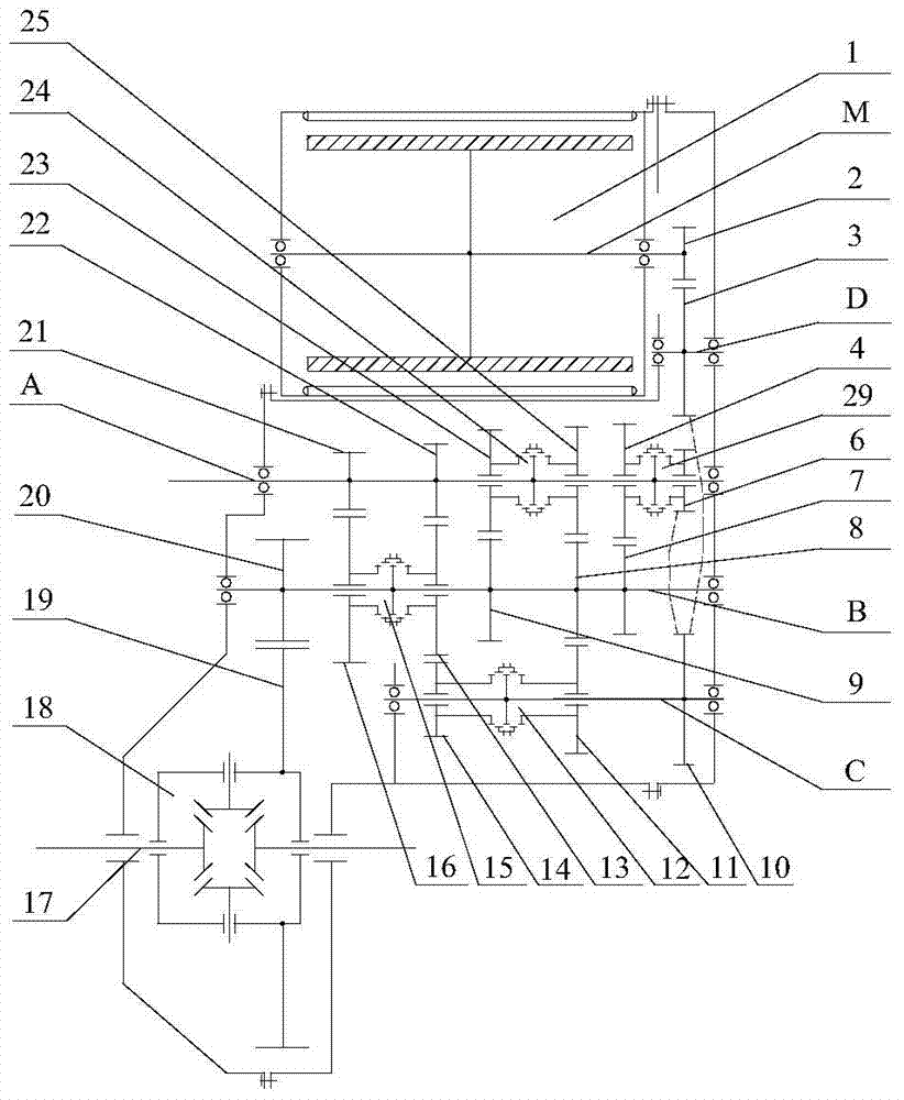 A fixed shaft hybrid transmission with integrated drive motor