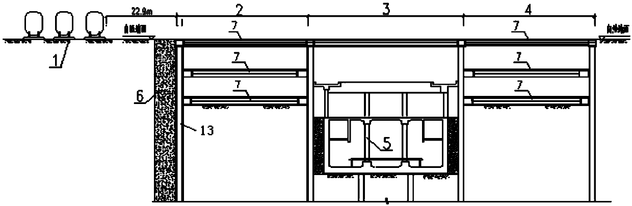 Comprehensive support structure of irregular deep foundation pit groups approaching to high-speed railway and construction method