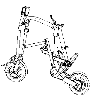 V-handlebar portable bicycle normally walked after being folded