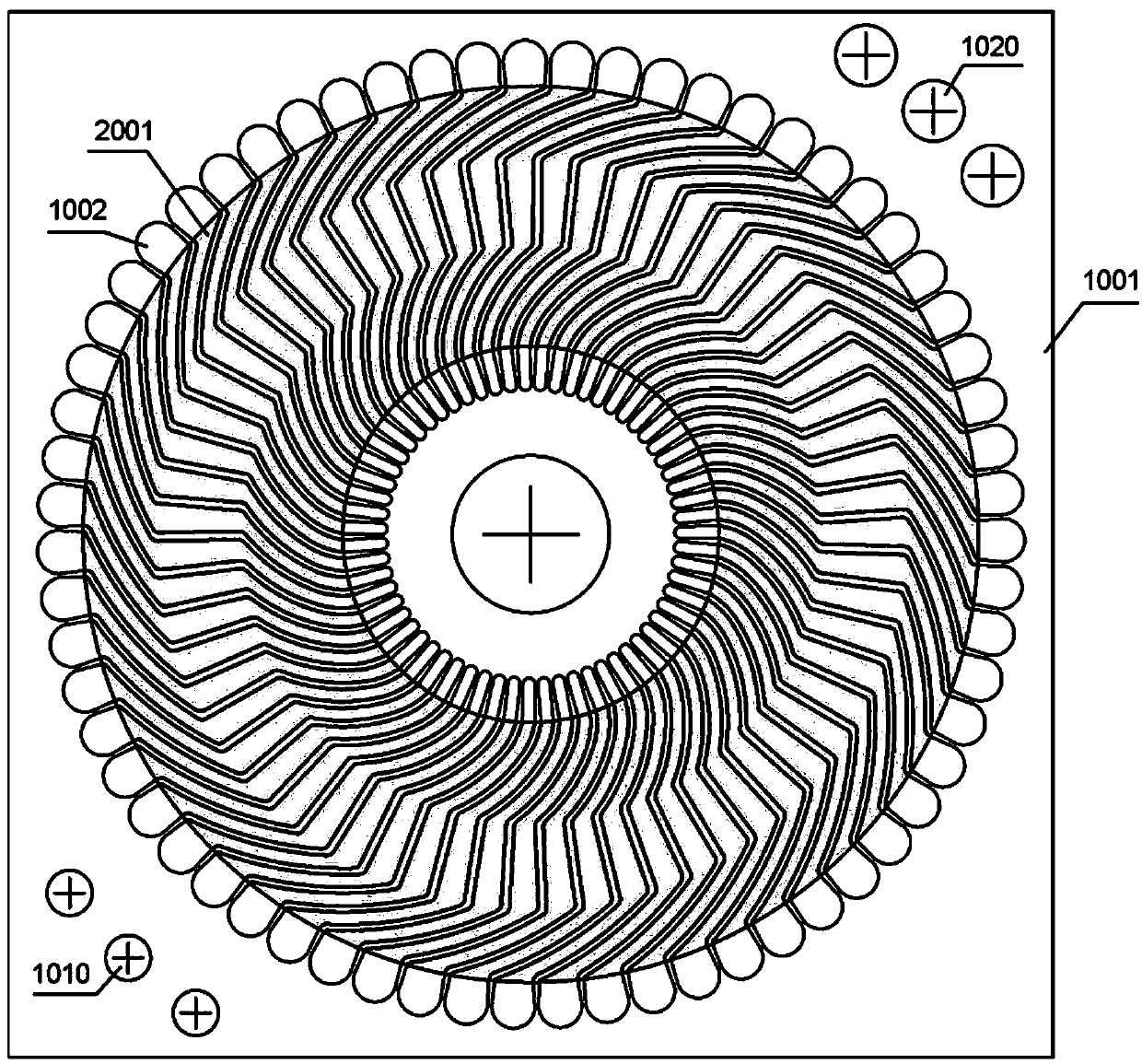 Three-phase symmetric printed winding