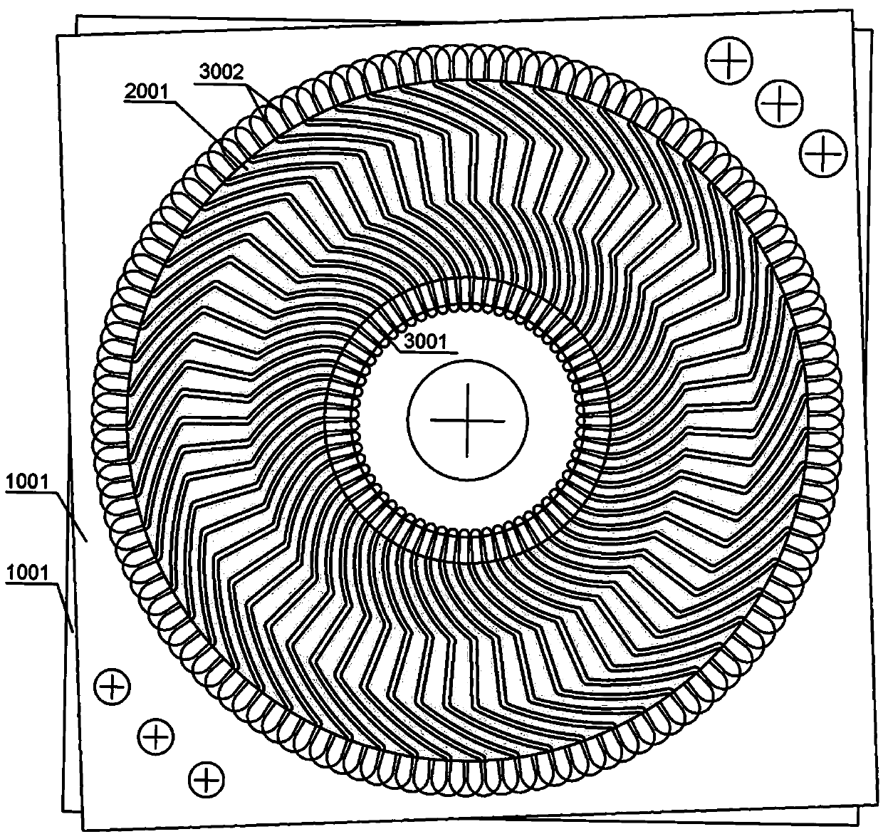 Three-phase symmetric printed winding